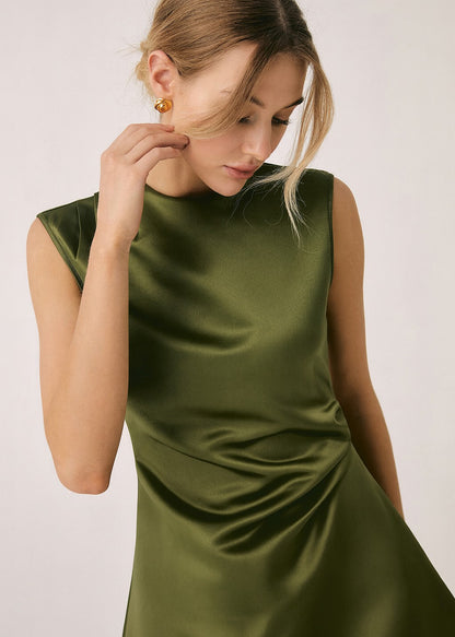 Satin straight-line cocktail dress