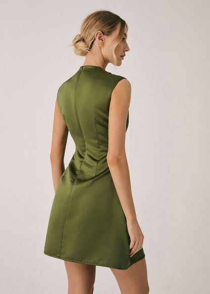Satin straight-line cocktail dress