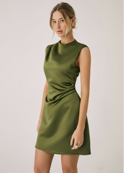 Satin straight-line cocktail dress