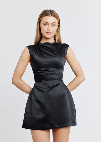 Satin straight-line cocktail dress