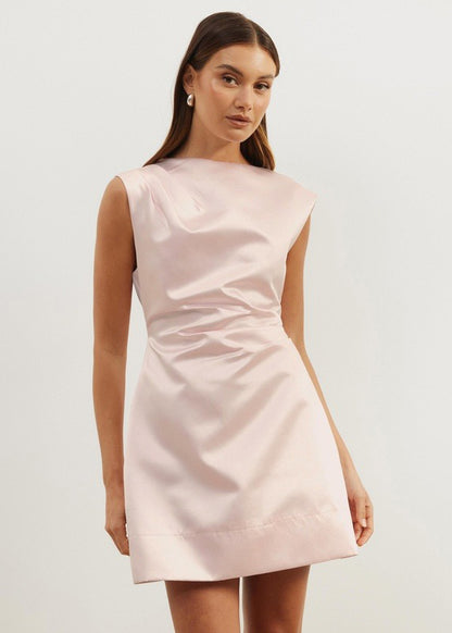 Satin straight-line cocktail dress
