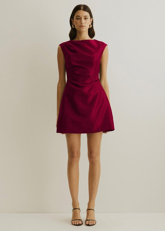 Satin straight-line cocktail dress