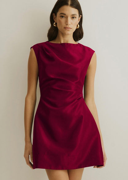 Satin straight-line cocktail dress