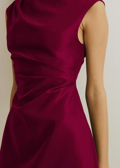Satin straight-line cocktail dress